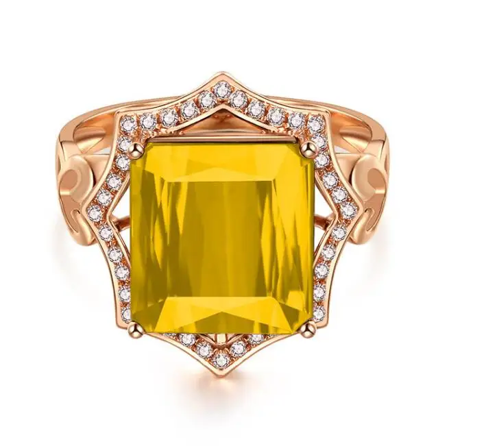 

Exclusive design of colourful treasure series Rose-plated Golden Princess Square Coloured Gem Girls ring free shipping