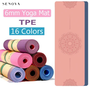 TPE Yoga Gym Home-Matte Mit Position Linie Nicht-slip 6mm Übung Teppich Für Fitness Pilates Anfänger Boden pad 1
