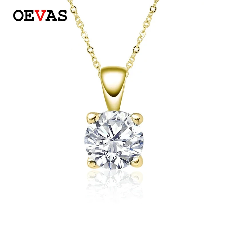 

OEVAS Sparkling Real 1 Carat D Color Moissanite Pendant Necklaces For Women Top Quality 100% 925 Sterling Silver Wedding Jewelry