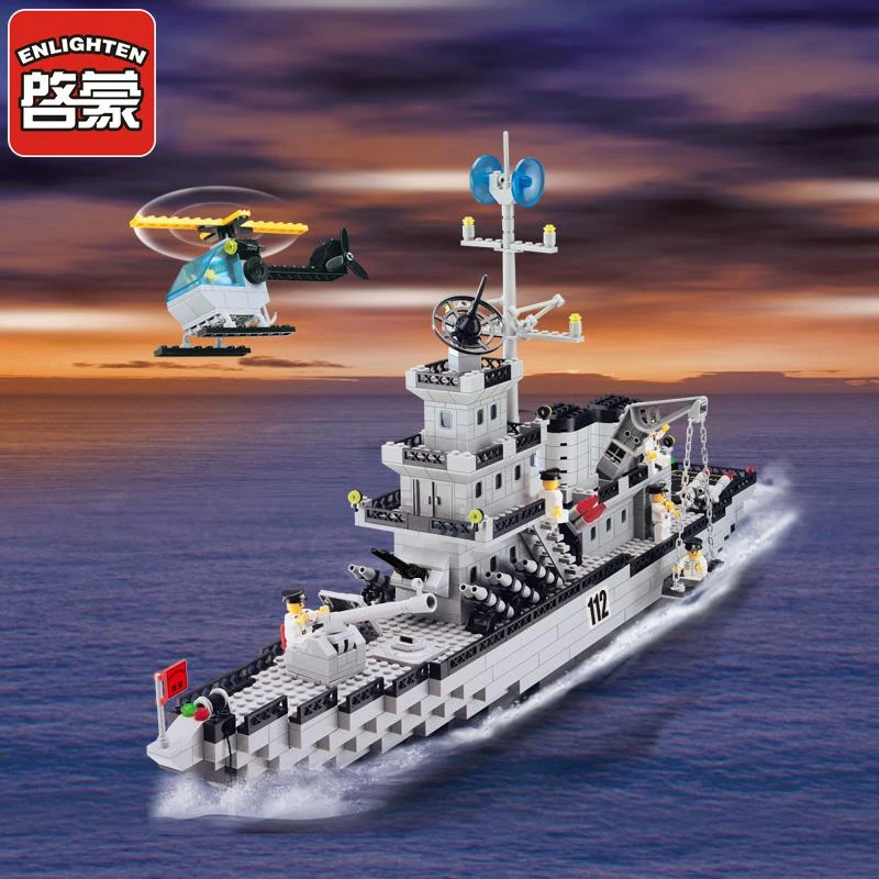  ENLIGHTEN 643Pcs LegoINGS Military Army Airplane Destroyer Aircraft Carrier Weapon Model Building B