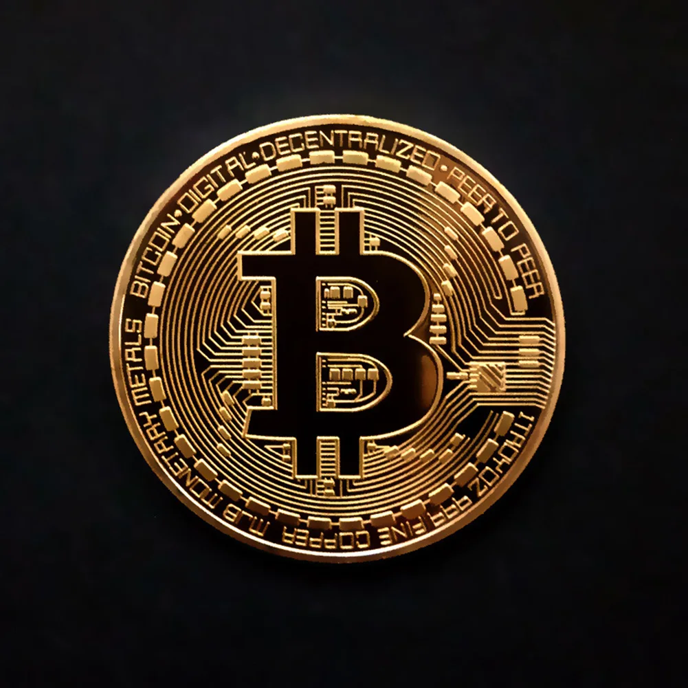 Позолоченная монета Биткоин отличный подарок коллекционная физическая