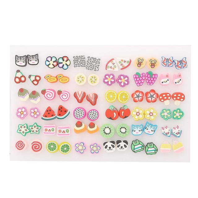 Women Plastic Crystal Small Stud Earrings Set Girl Heart Star Animal Moon Crown Sun Flower Earring Brincos Jewelry