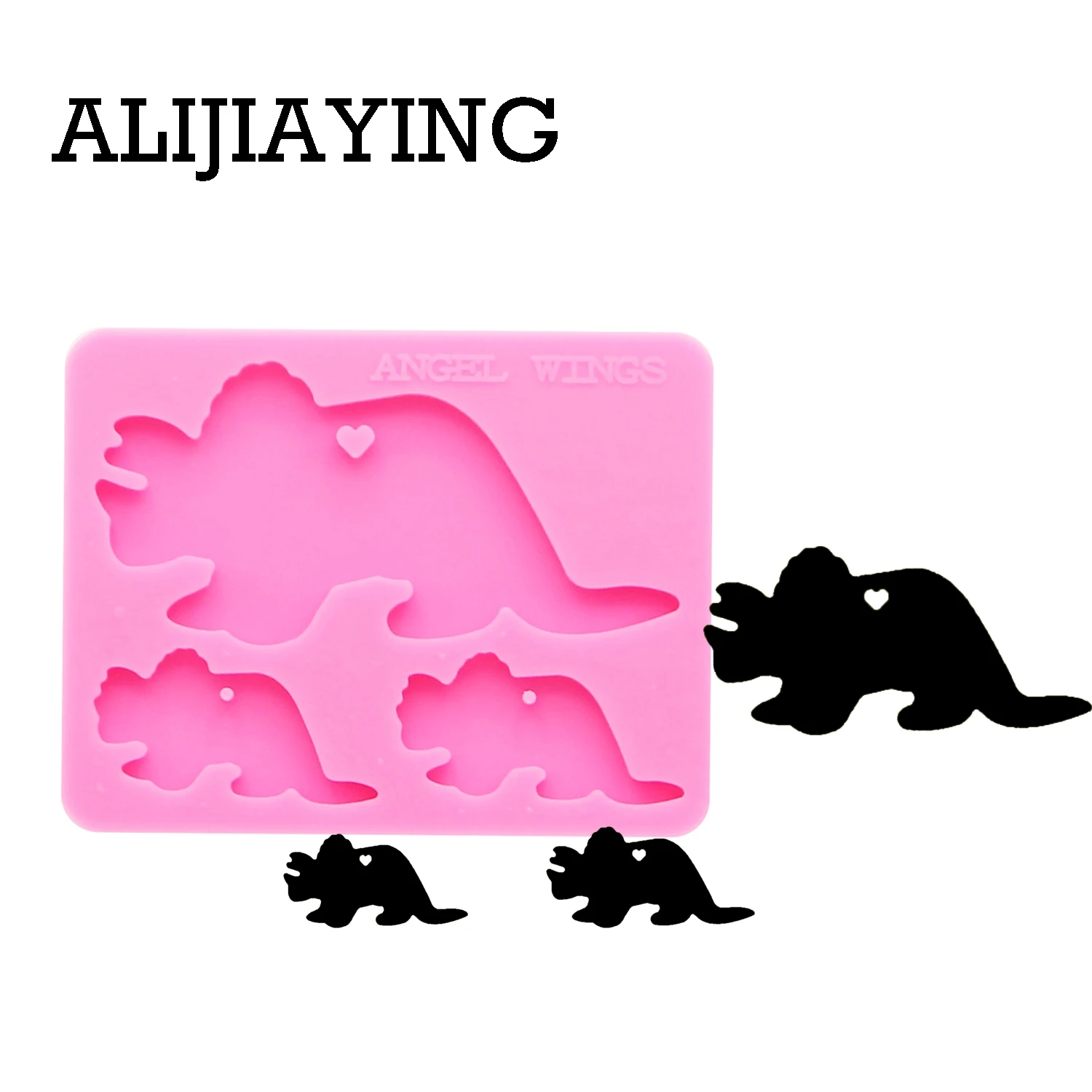Pink 1pc DY0169 глянцевый динозавр семейный брелок силиконовая форма DIY динозавр мама/Детские поделки брелок кулон ювелирные изделия Брелки плесень - Цвет: Pink 1pc