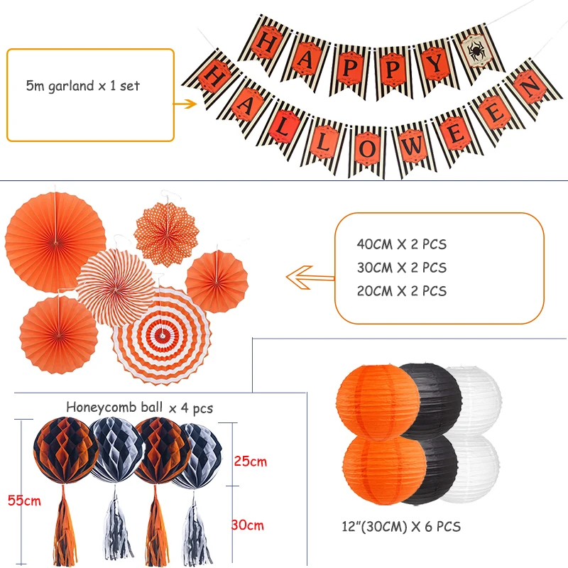 Diy гирлянда для Хэллоуина Spide висящая на Хэллоуин бахрома Honeyball 12 &quotоранжевый