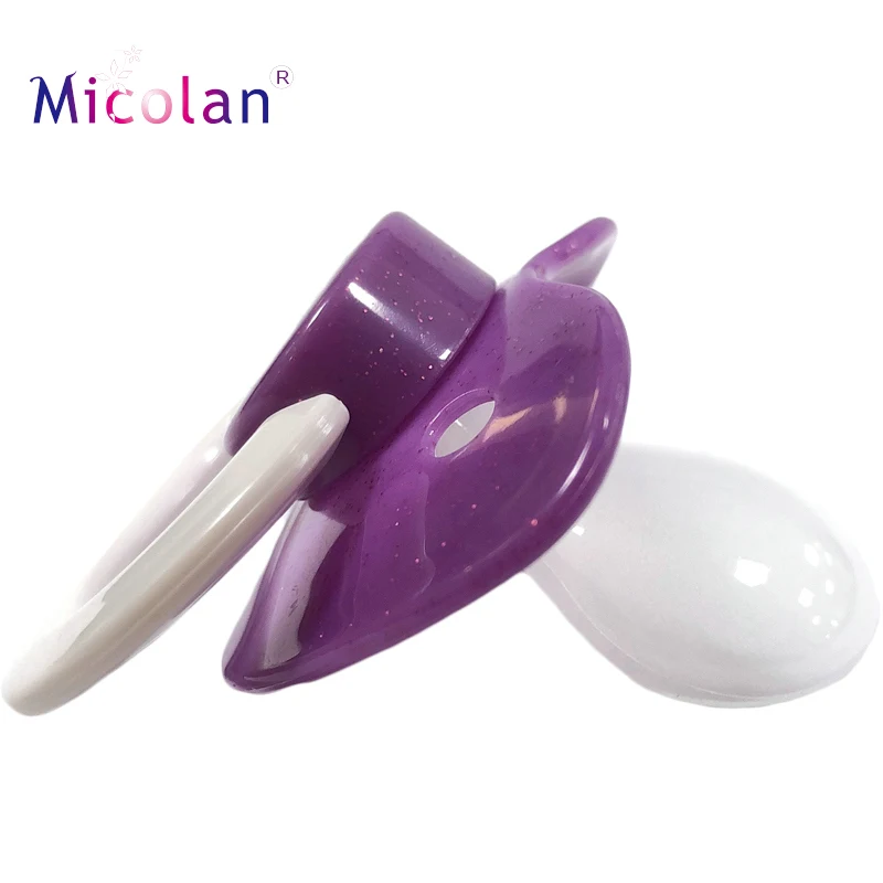 ABDL Multicolour Silicone Adult Baby Sized Pacifier Nipple Dummy---Purple Gltter WIth White
