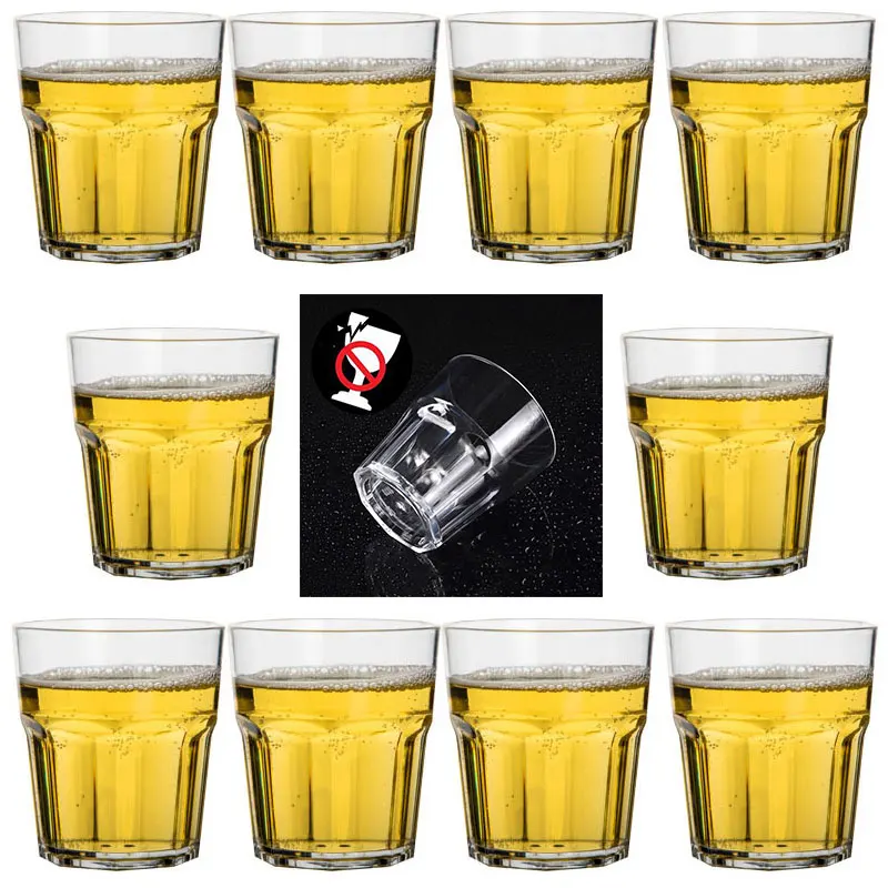 Daily Use Plastic Unbreakable Cups for Party Bar Family Stackable Juice Glasses Set Drinking For Soda Milk Beer Spirits | Дом и сад