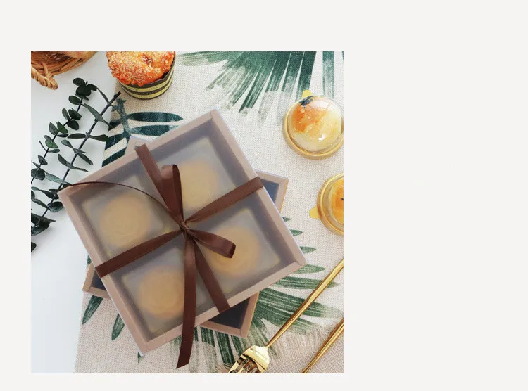 Новинка diy коробка для пирожных с окошком два размера середины осени луна упаковка для торта коробка желток хрустящая ледяная кожа луна торт 4 зерна 6 упаковка крафт-бумага