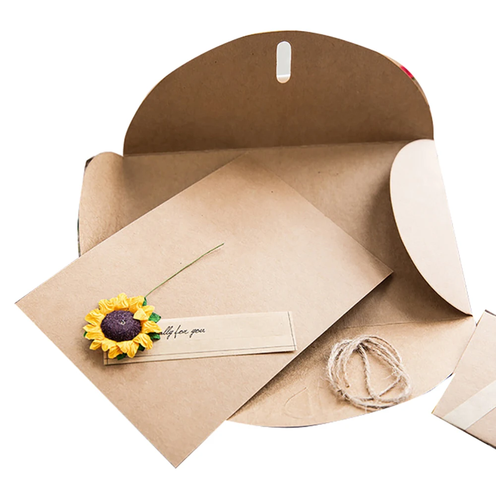  Lychee LIfe 3pcs Retro DIY Kraft Paper Invitation Greeting Card with Envelope Dry Flower Wedding Pa - 4000151948131