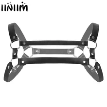 Горячие кожаные нагрудные ремни мужские панк Клетка Ремень укороченный топ сексуальная клубная одежда Мышцы жилет регулируемые наручники костюм для геев ролевые игры