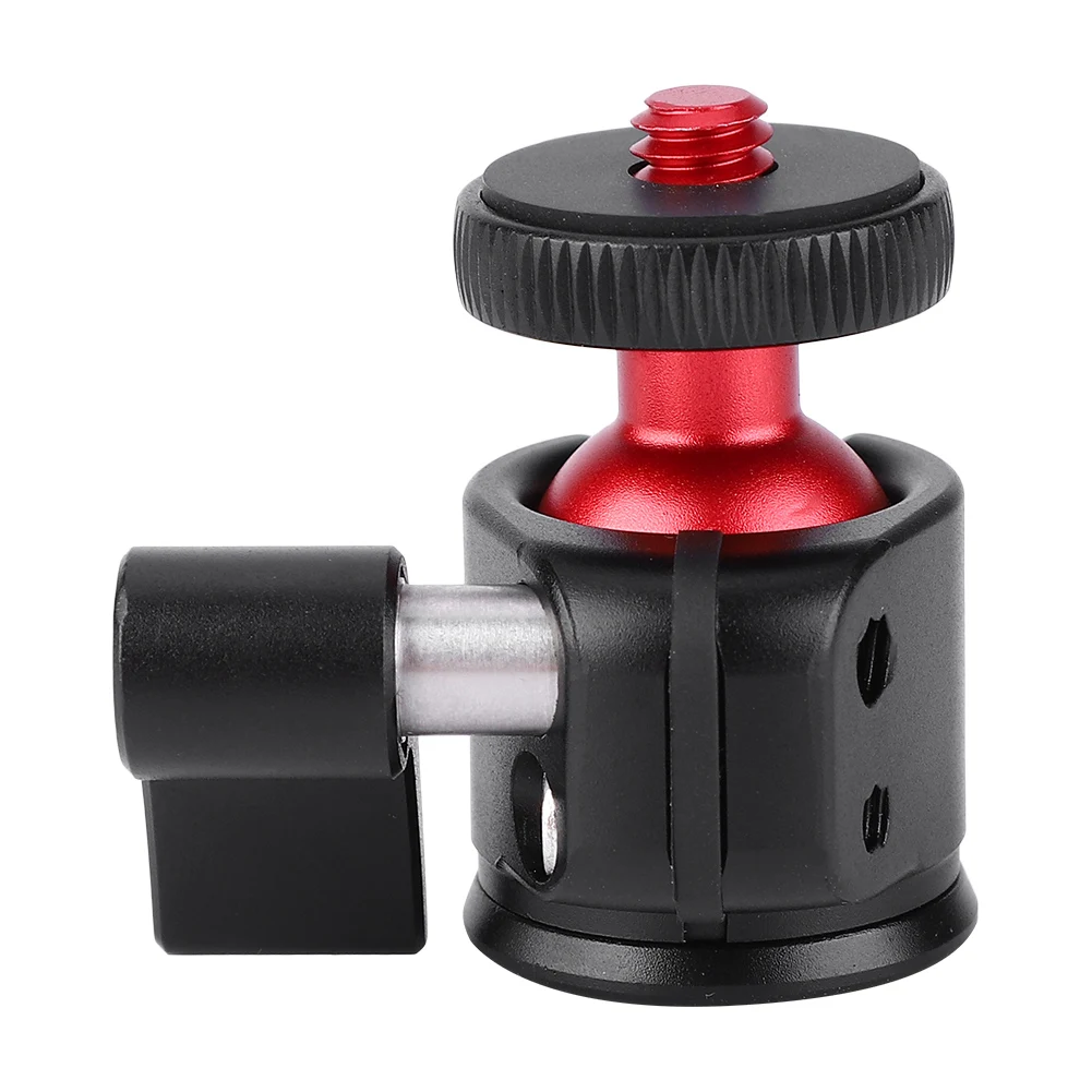 Tripod Ball Head Camera Adapter Mini Ball Head 1/4in Screw Aluminum Alloy 360 Degree Rotatable Camera Tripod Head for SLR Cameras Monitor Fill Light Microphone