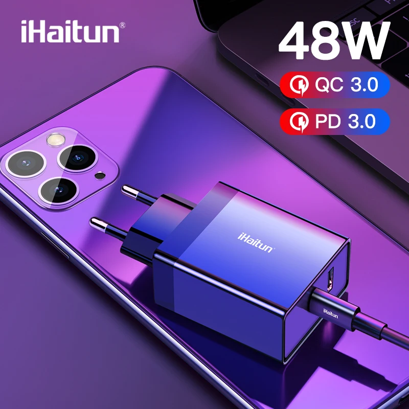 IHaitun машинка для стрижки 48 Вт Зарядное устройство PD Type C USB зарядное мини быстрое QC