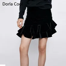 Высококачественная Женская необычная тонкая юбка с оборками, бархатные мини юбки в стиле пэчворк для вечеринок, дизайнерские женские элегантные юбки