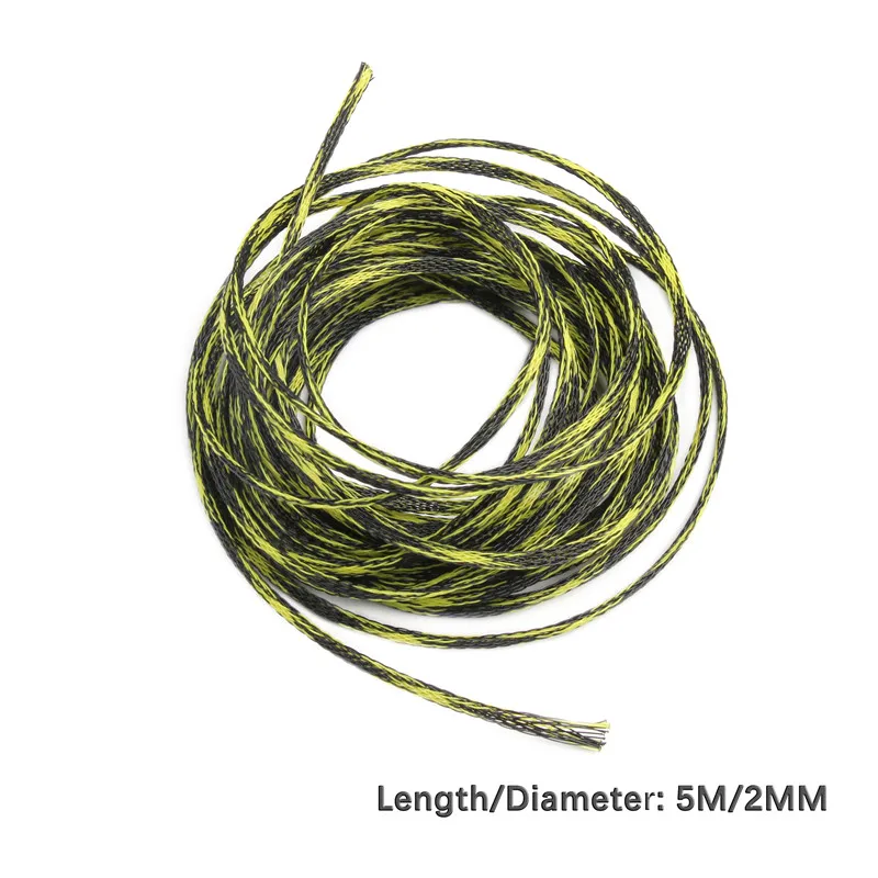 5M 2/4/6/8/10/12/15/20/25mm Yellow&Black Insulation Braided Sleeving Expandable Tight PET Wire Gland Protection Cable Sleeve