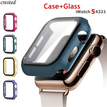 

Tempered Glass+case For Apple Watch 5 4 44mm 40mm iWatch 3 2 1 42mm 38mm Screen Protector+cover bumper apple watch Accessories
