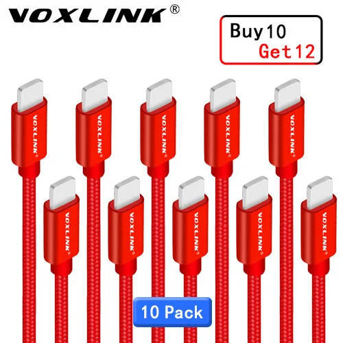 VOXLINK кабель USB 5V 2A 8PIN USB кабель для передачи данных для iPhone X, 8, 8 plus, 7, 6, 6s 6plus SE 5S iPad mini 2/3/4/iPad 5 Air iPad кабель для мобильного телефона - Цвет: Red 10pcs cable