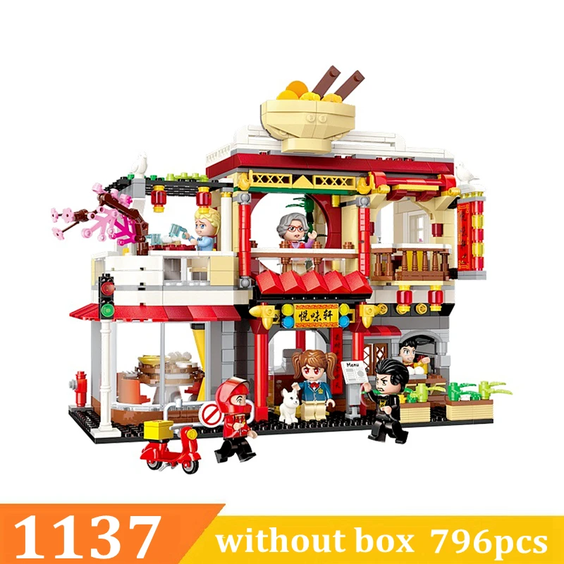 Просветите 1137 строительный блок красочный город Золотая китайская кухня 6