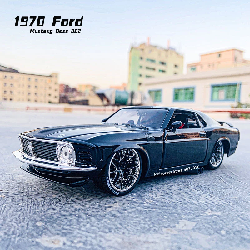Maisto 1:24 Modificato 1970 Ford Mustang Boss 302 Lega Nera Modello Di Auto Artigianato Decorazione Collezione Strumenti Giocattolo Regalo