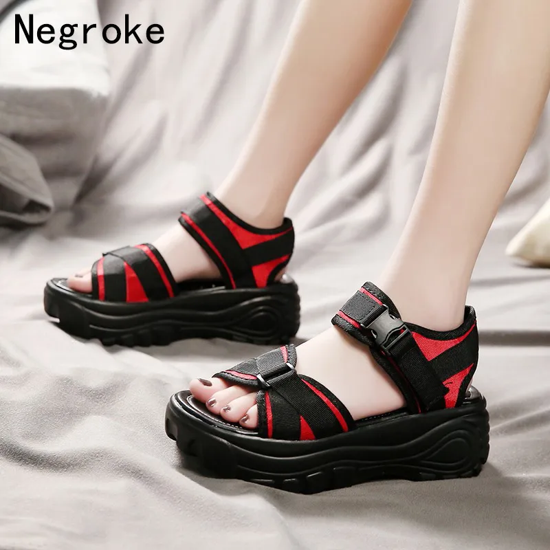 

2020 New Fashion Women Platform Sandals Ladies Casual Peep-toe Wedges Shoes Woman Sandalias Mujer Black Red Summer