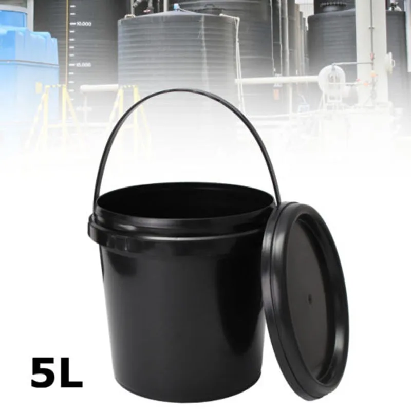 Пластиковое ведро для пищевых удобрений, 5л л, черное ведро для хранения с ручкой и крышкой
