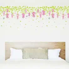 Цветы глицинии Цветущая лоза зеленая домашняя экологически чистый материал три поколения съемные повторные наклейки AM7014