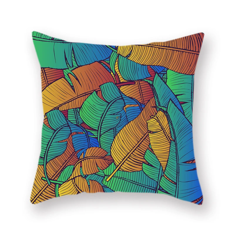 Nordic Tropical Green Plant Double-sided Polyester Printing Throw Pillowcase Palm Turtle Back Leaf Decorative Sofa Cushion Cover | Дом и сад