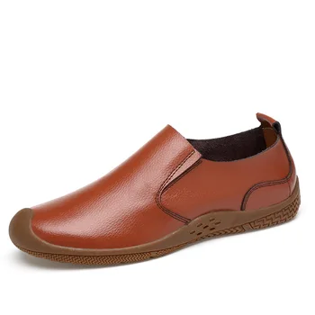 

Classics Fashion Men Leather Loafer Shoes Solid Soft Comfy Slip On Driving Shoes Spring Autumm Solid Flat Footwear