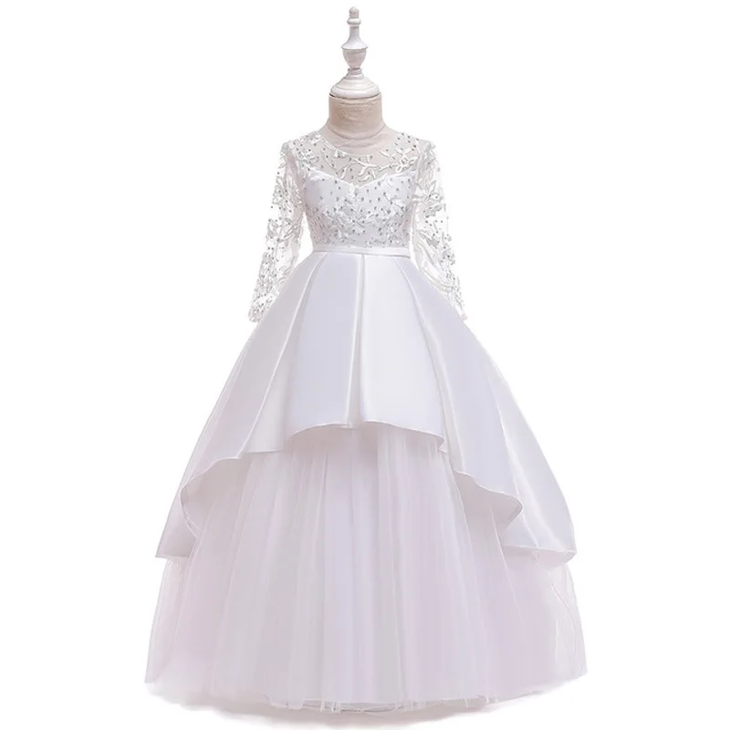 

Hot High-end Girls Wedding Party Lace Sequined Girl Dress Clothes Princess Formal Gowns for Teen Girl Evening Dresses Costumes