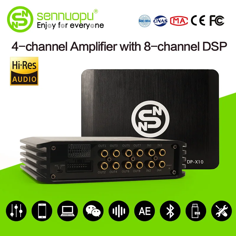 US $124.50 Sennuopu Car Digital DSP Amplifier High Resolution Audio Play DSP Processor 4 Channel Amplifier For Speakers By APP Tuning