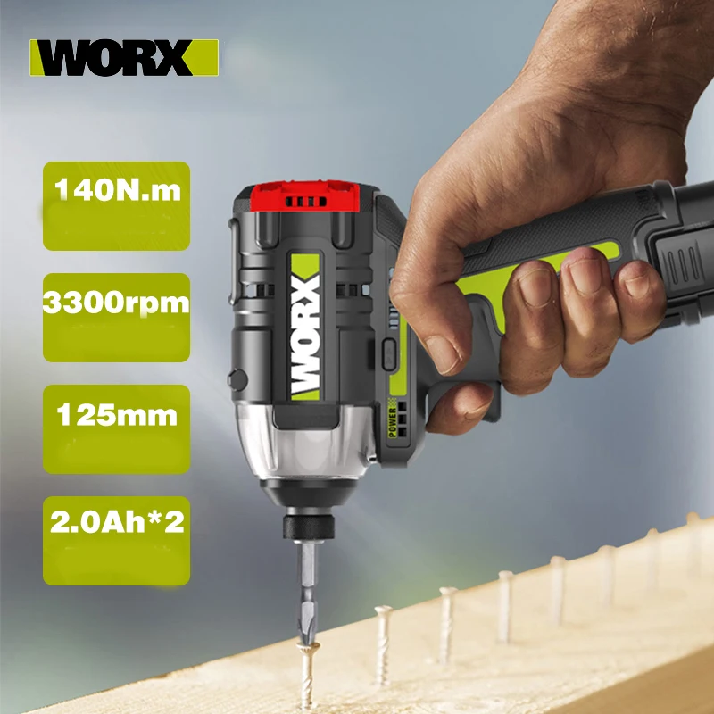 WORX WU132 Brushless Motor 140N.m Cordless Impact Screwdriver 12V Battery Electric Impact Drill