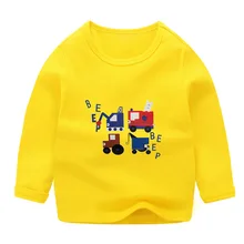 Casual BOY'S All-cotton T-shirt Baby Long Sleeve Unlined Coat Children Crew Neck Long-sleeved T-shirt Spring And Autumn Base Shi