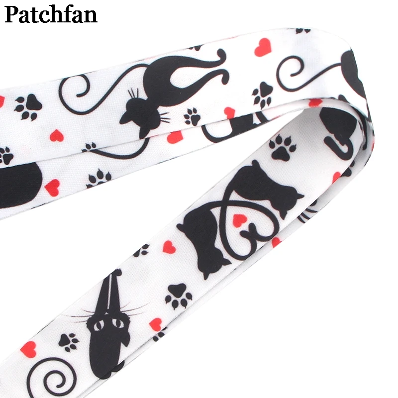 Patchfan мультфильм кошка ремешки шеи ремень id бейдж телефон Держатели ожерелье Ключи шеи ремни нагрудные опознавательные Значки для идентификации владельцев ленточки A2282