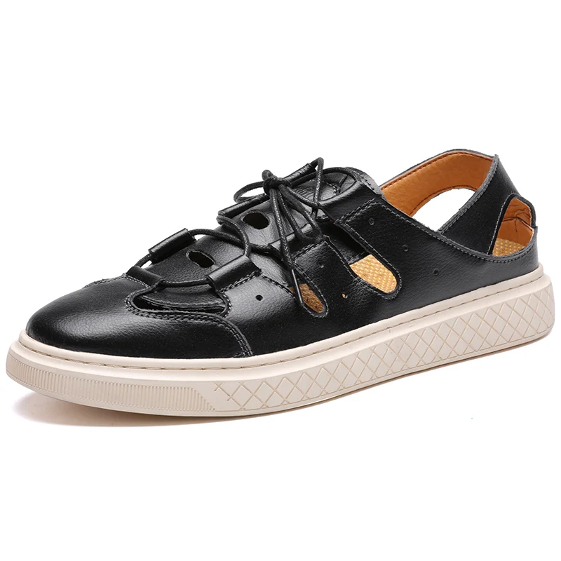 Breathable Big Size Genuine Leather Cowhide Men Sandals Summer Quality Beach Slippers Casual Sneakers Outdoor Shoes | Обувь