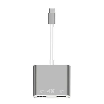 

Presentation 4K 60Hz Multiple Modes Converter Game USB C To Dual HDMI Adapter HD AV Display 2 In 1 Meeting Type-c For Mac OS
