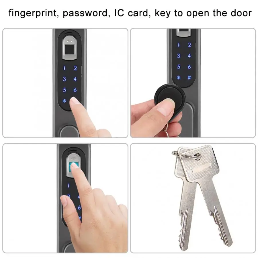 Интеллектуальная дверная ручка из алюминиевого сплава, дверной замок, отпечаток пальца, пароль, считыватель карт IC deurklink