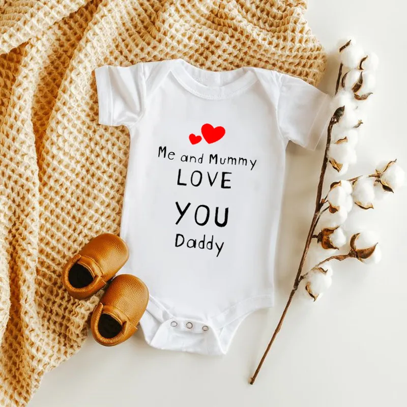 Boys Baby Bodysuit I Love Mummy & Daddy Long Sleeve Tiny Baby to 6 Months 