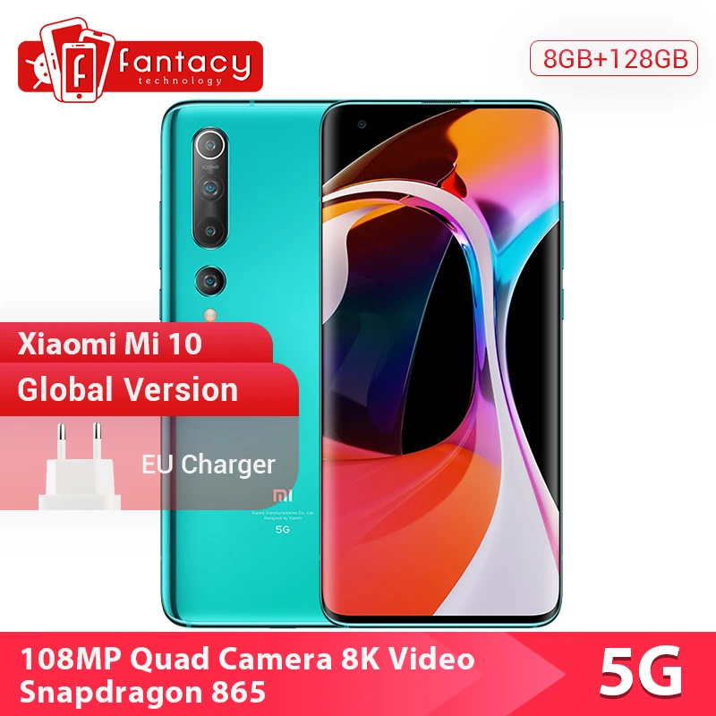 Глобальная версия Xiaomi Mi 10 5G мобильных телефонов Snapdragon 865 8 Гб 256 108MP Quad Camera 6 67 &quot90 Гц