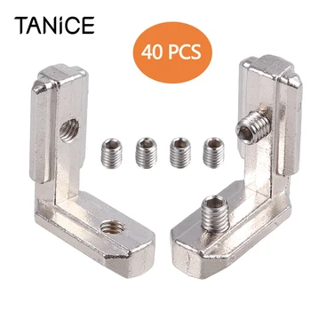 

TANiCE 40Pcs T Slot Aluminum Profile Groove 8 Zinc Alloy L-Shape Clamps 90 Degree Inside Corner For Connector3030 With 80 Screws