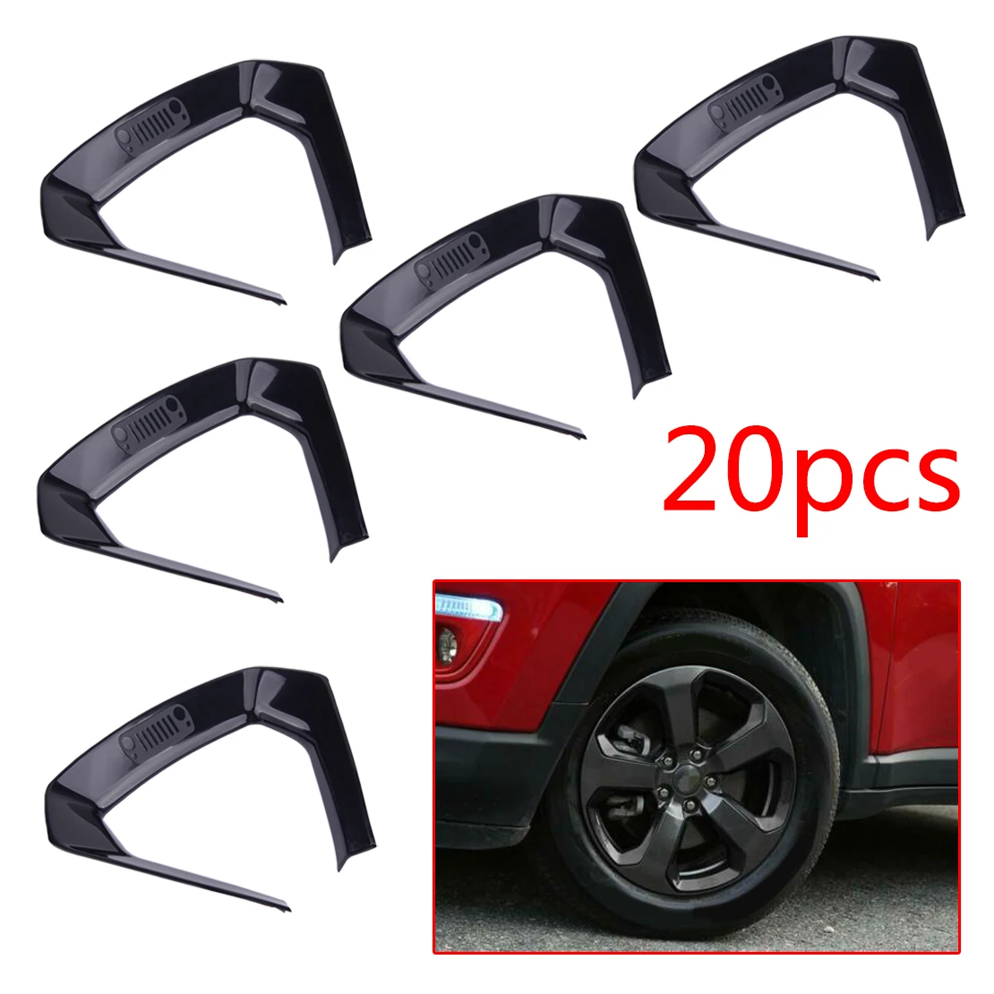 CITALL 20Pcs ABS Car Wheel Tire Hub Frame Trim Fit For Jeep Compass 2017 2018 2019 2020