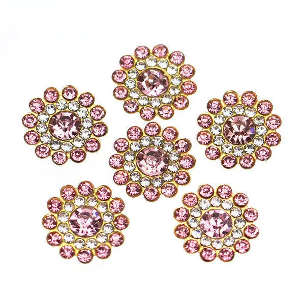 20 шт цветочные хрустальные стразы 14 мм плоские с оборота Стразы для шитья одежды металлические хрустальные украшения для платьев поделки своими руками - Цвет: 27Lt.Pink