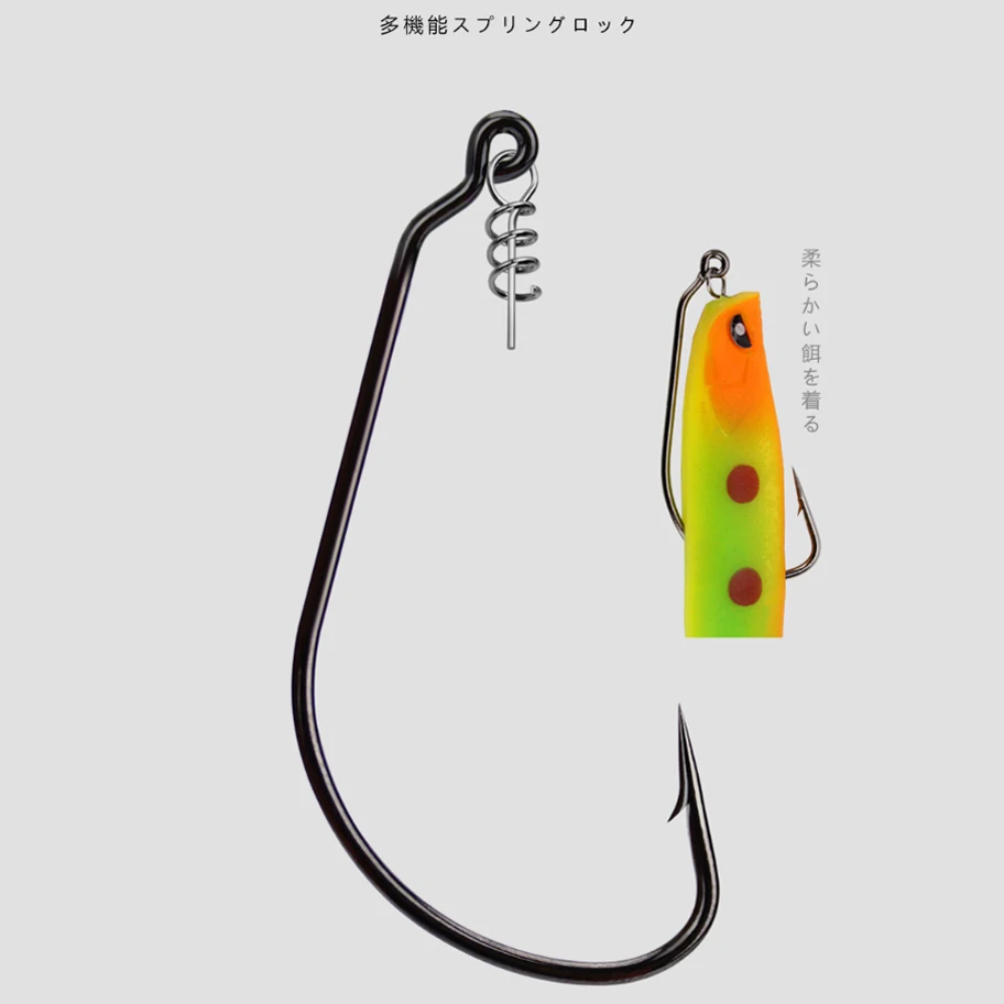 

50pcs Crank Fishhook with Spring Lock Pin Connect Fishing Hooks Assist Soft Lures Pin Jig Hook Fishing bait Swivels Snap Tackle