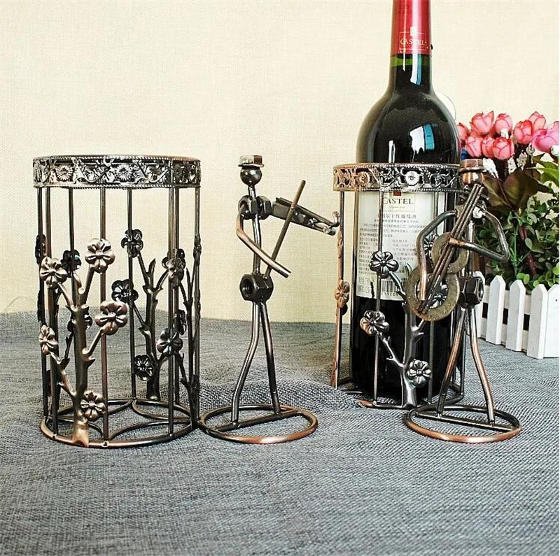 Металлическая бронзовая подставка для вина для музыкантов, полый винный шкаф для бара, кубик, железная стойка для вина, подставка для красного вина, держатели для бутылок