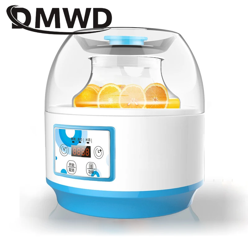 DMWD Electric Yogurt Maker Multifunction Natto Leben Fermenter Automatic Rice Wine Fruit Enzyme Machine 2L Yoghurt Glass Liner