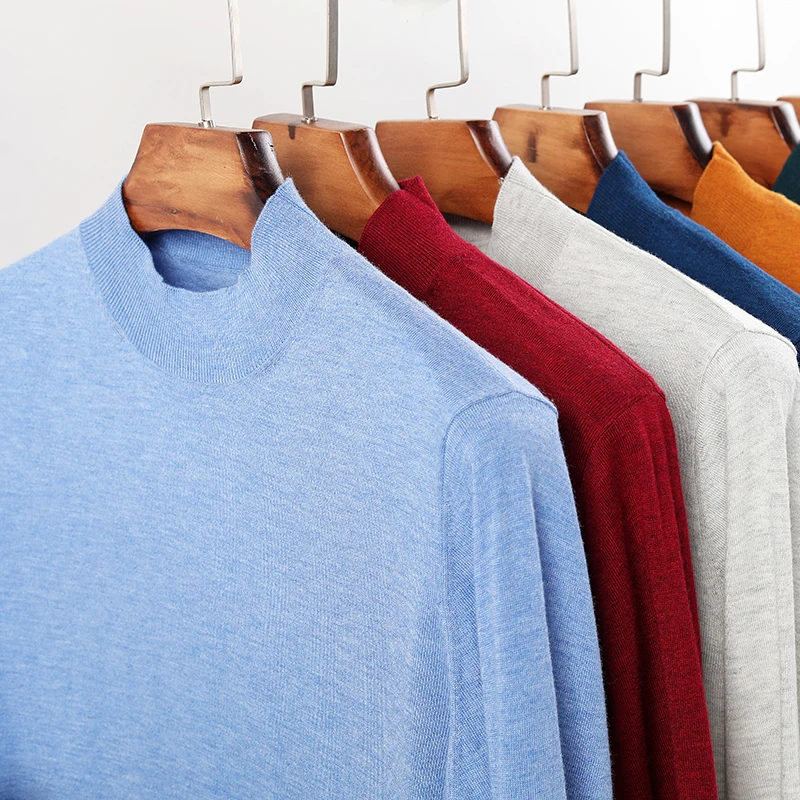 Pullover Sweater Fashion Thin Male High-Neck Mens Casual High-Quality-Brand New Autumn