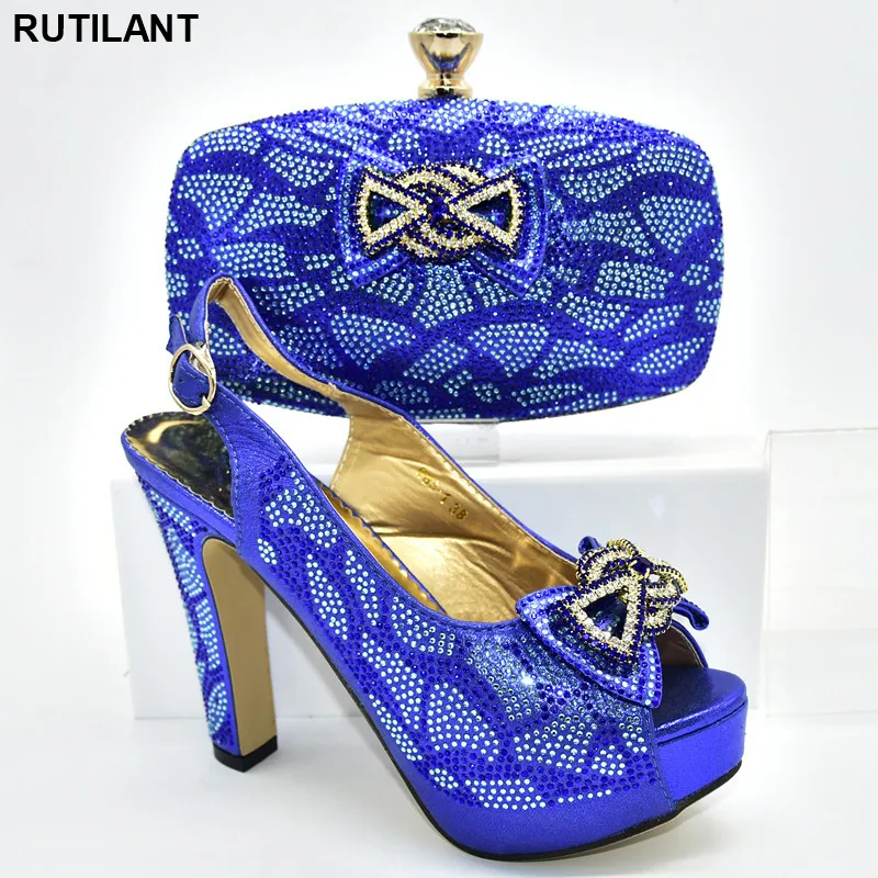 Новейший дизайн итальянская обувь и подходящая сумка для африканской свадьбы с