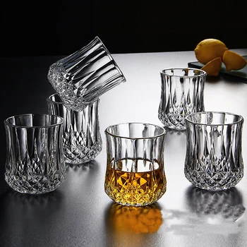 

Hellodream Whiskey Glass Set of 4 Old Fashioned Lead Free Crystal Liquor or Scotch Glasses,6.76 oz