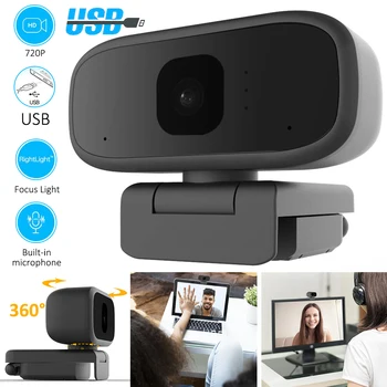 

720P Webcam HD Web Camera with Built-in HD Microphone Auto Focus USB Web Cam Widescreen Video for Webcast Video Chat Conference