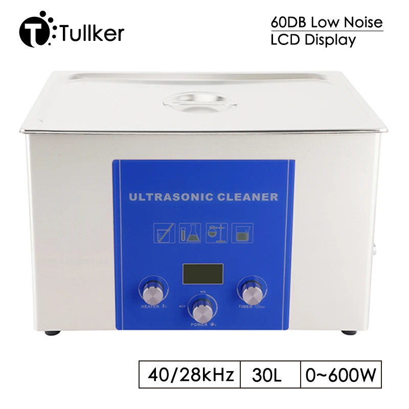 Digital 600w Ultrasonic Cleaner Bath 30l Power Adjust Lcd Manual Low