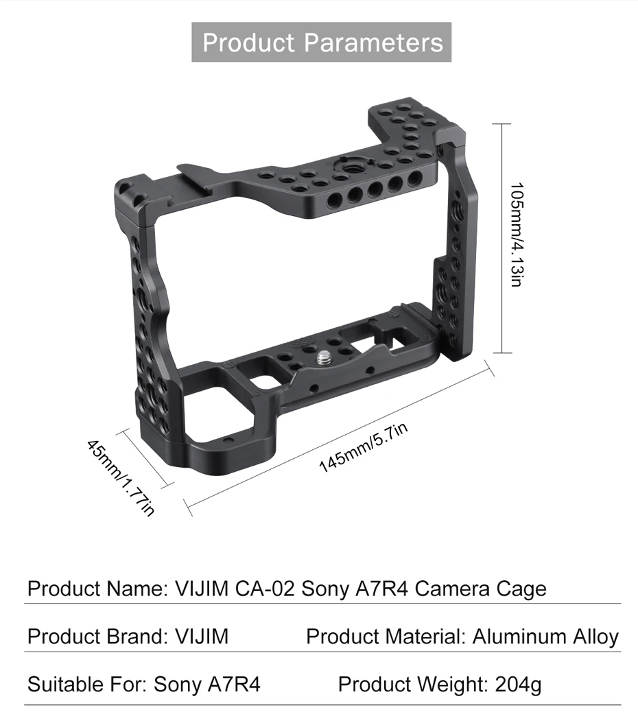 Vijim CA-02 клетка для камеры для sony A7R4 Ручка Рукоятка камера установка 1/4 резьбовое отверстие Расширение аксессуаров