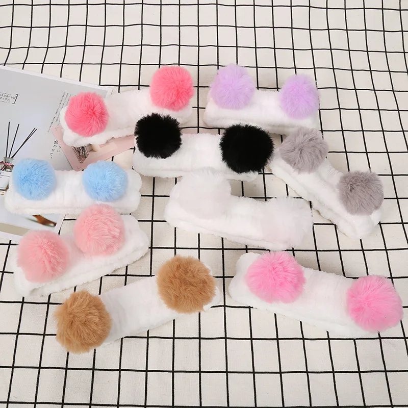 

Coral Fleece Sweet Panda Ear Headband for Women Makeup Wash Face SPA Head Wrap Winter Plush Turban Hair Accessories