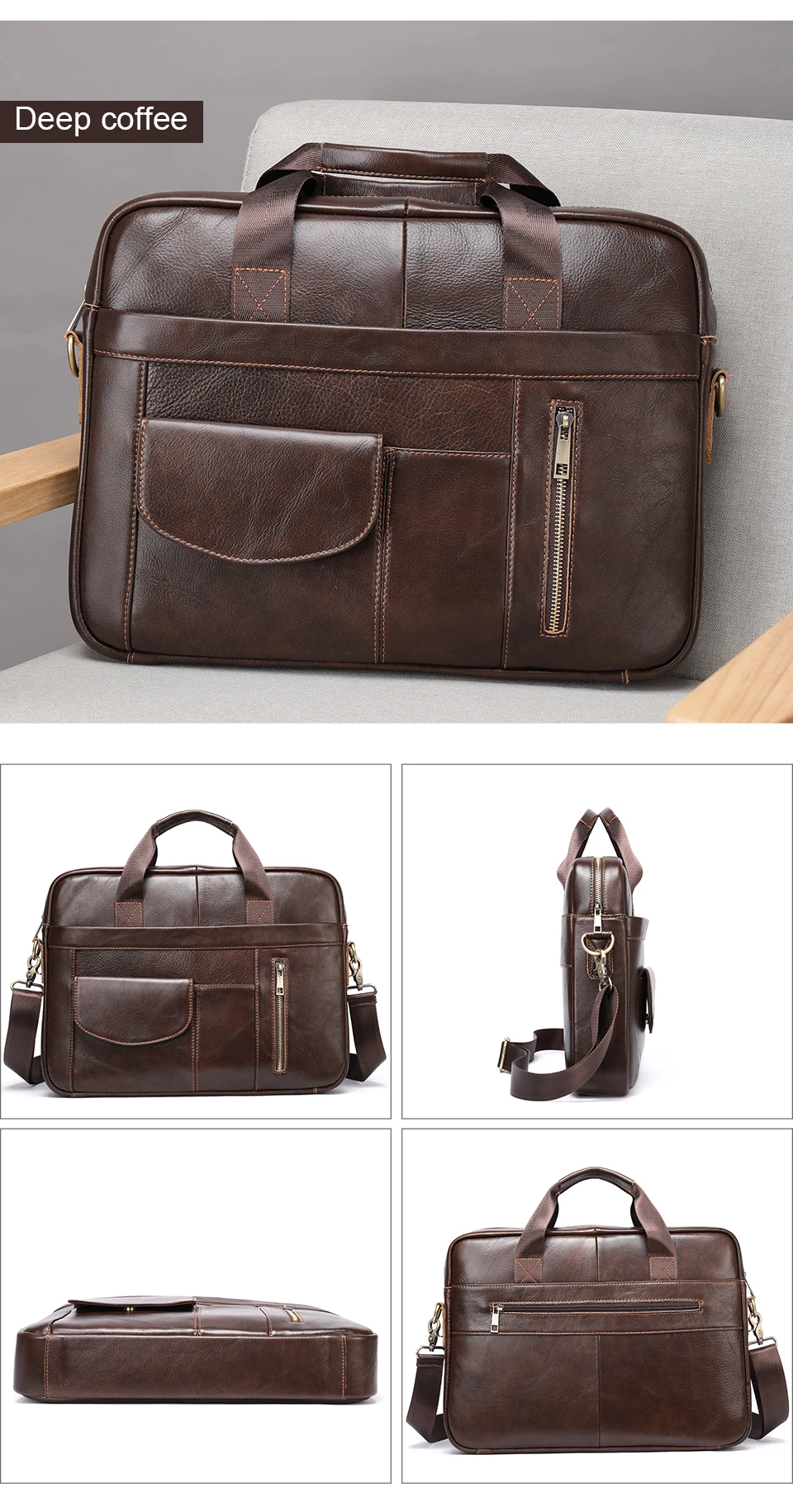WESTAL Men's Leather Bags Men Leather Laptop Bag for Document Briefcase ...